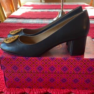 Tory Burch Elegant Black Block Heel Pumps